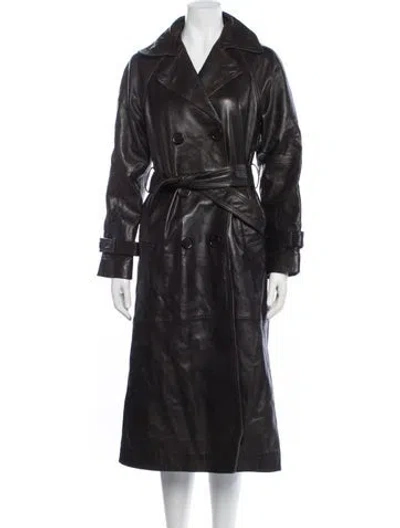 Pre-owned Reformation Leather Trench Coat In Black