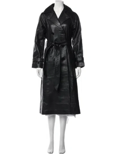 Pre-owned Reformation Leather Trench Coat In Blue
