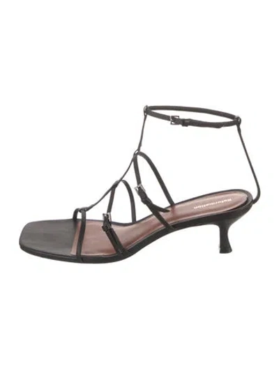 Pre-owned Reformation Leather T-strap Sandals In Black