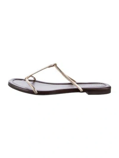 Pre-owned Reformation Leather T-strap Sandals In Brown