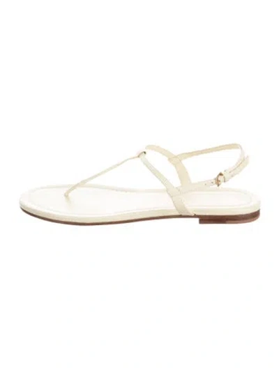 Pre-owned Reformation Leather T-strap Sandals In Green