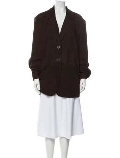 Pre-owned Reformation Leather Utility Jacket In Brown