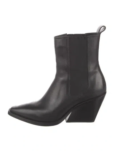 Pre-owned Reformation Leather Western Boots In Black