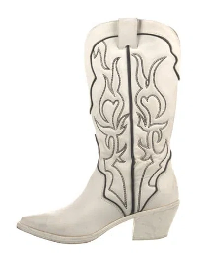 Pre-owned Reformation Leather Western Boots In White