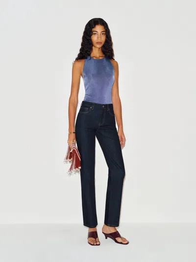 Reformation Leda Mid Rise Straight Jeans Blue Denim 31