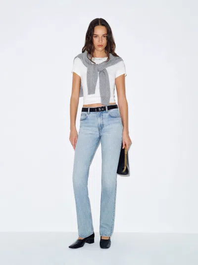 Reformation Leda Mid Rise Straight Jeans Blue Denim 34