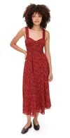 Reformation Lela Floral-print Georgette Midi Dress In Red