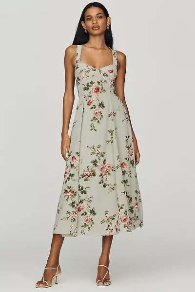 Reformation Lela Floral Print Midi Dress In Green
