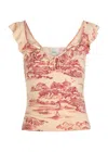 Reformation Lemmy Printed Stretch-jersey Top In Multi