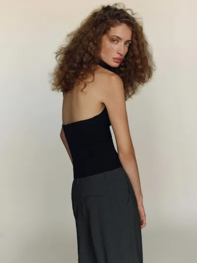 Reformation Leni Cashmere Halter In Black