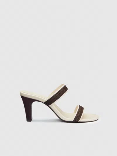 Reformation Lenora Heeled Sandal Chocolate Brown Raffia 10.5