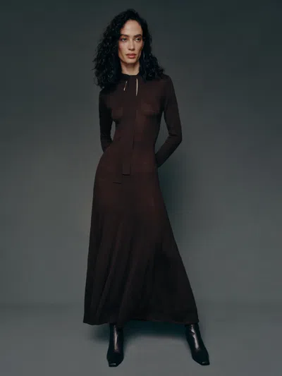 Reformation Leona Regenerative Merino Wool Sweater Dress In Mole