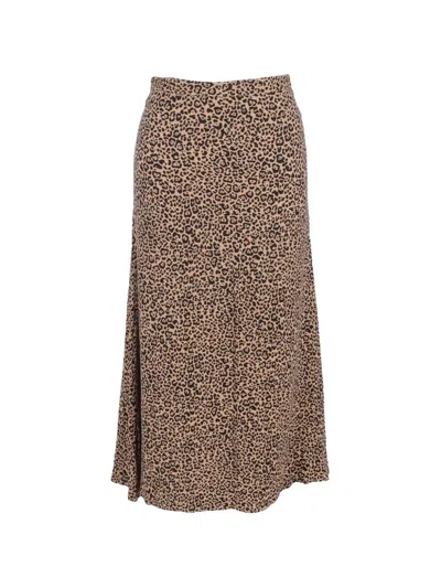 Pre-owned Reformation Leopard-print Midi Skirt In Brown