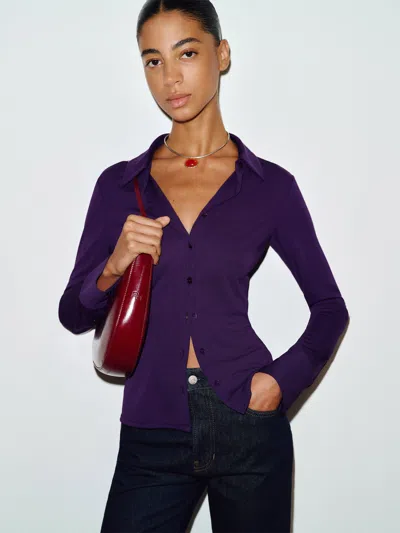 Reformation Leven Knit Top Purple Large