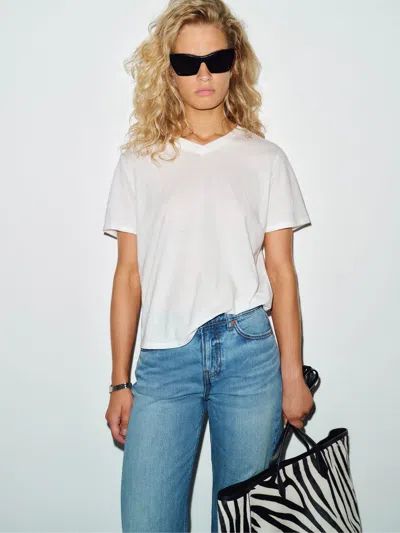 Reformation Lexi T-shirt Ivory Large In White