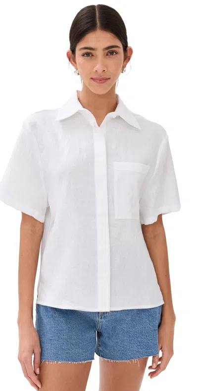 Reformation Liam Linen Shirt White