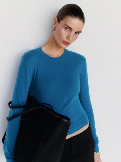 Reformation Lian Cashmere Crew Sweater Blue Large