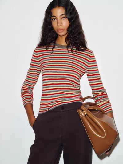 Reformation Lian Cashmere Crew Sweater Medium In Brown