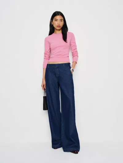 Reformation Lian Cashmere Crew Sweater In Pink