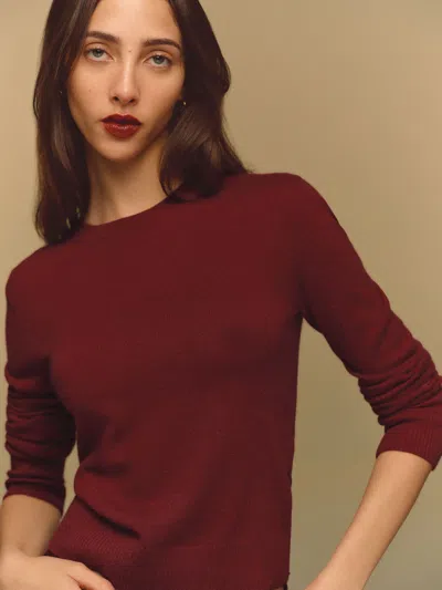 Reformation Lian Cashmere Crew Sweater Red Xs In Burgundy