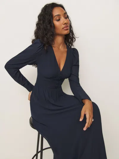 Reformation Liara Dress In Navy