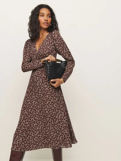 Reformation Liara Dress In Pinot Noir