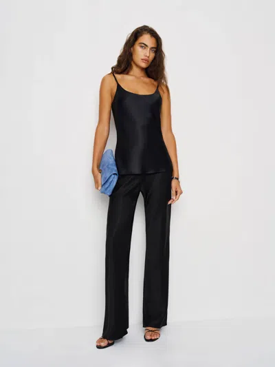 Reformation Lila Silk Top In Black