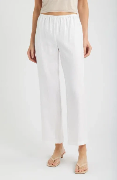 Reformation Lilah Lace Trim Linen Pants In White