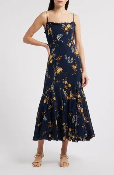 Reformation Lilibet Floral Ruffle Dress In Seychelle