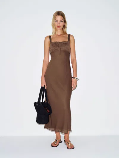 Reformation Liliosa Dress Dark Brown 12