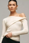 Reformation Lilou Merino Long-sleeve Knit Top In Beige