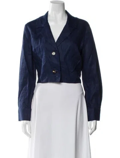 Pre-owned Reformation Linen Blazer In Blue