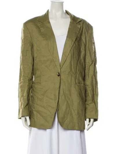 Pre-owned Reformation Linen Blazer In Green