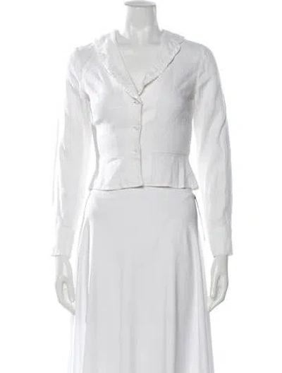 Pre-owned Reformation Linen Blazer In White