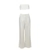 Reformation Linen Camisole Crop Top Wide Pants Set In Beige
