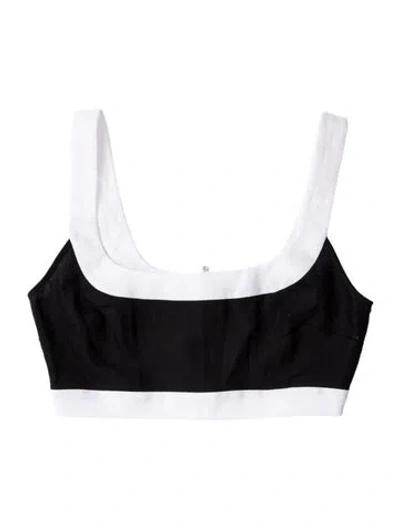 Pre-owned Reformation Linen Colorblock Pattern Crop Top In Blue