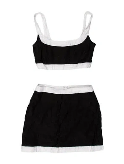 Pre-owned Reformation Linen Colorblock Pattern Skirt Set In Black