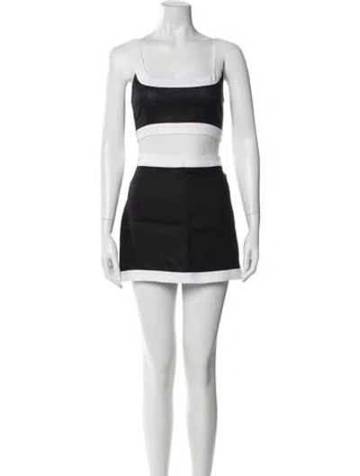 Pre-owned Reformation Linen Colorblock Pattern Skirt Set W/ Tags In Black