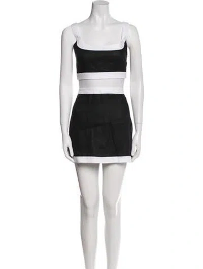 Pre-owned Reformation Linen Colorblock Pattern Skirt Set W/ Tags In Black