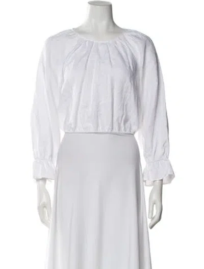 Pre-owned Reformation Linen Crew Neck Blouse In White