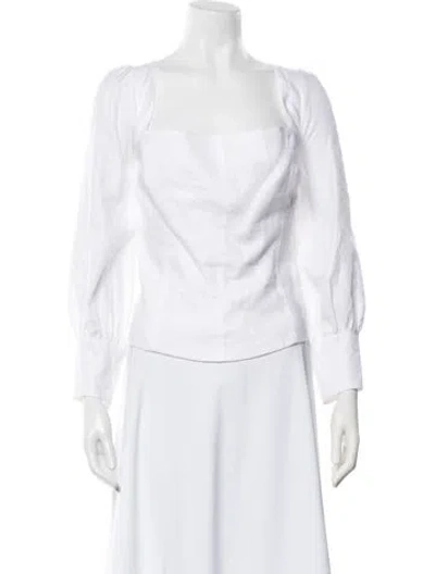 Pre-owned Reformation Linen Crew Neck Blouse In White