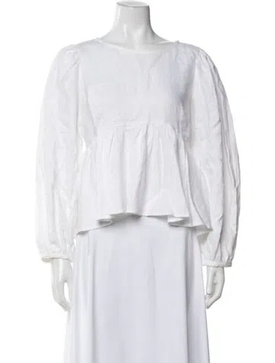 Pre-owned Reformation Linen Crew Neck Blouse In White