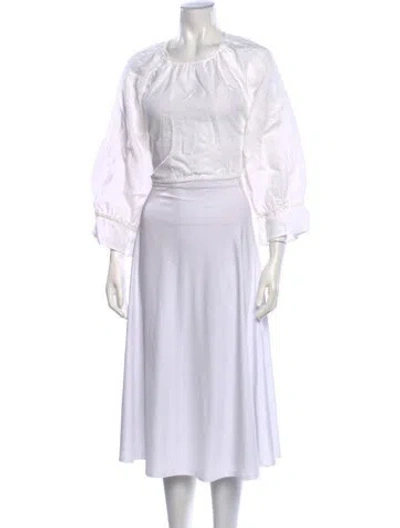 Pre-owned Reformation Linen Crew Neck Blouse In White