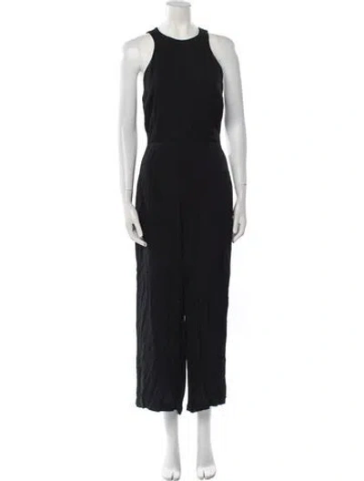 Pre-owned Reformation Linen Crew Neck Jumpsuit In Black