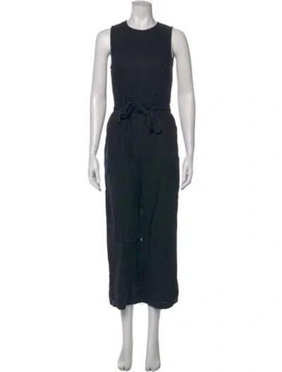 Pre-owned Reformation Linen Crew Neck Jumpsuit In Black
