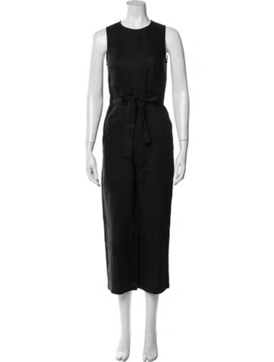 Pre-owned Reformation Linen Crew Neck Jumpsuit In Black