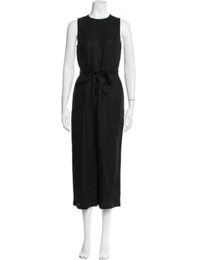Pre-owned Reformation Linen Crew Neck Jumpsuit In Black