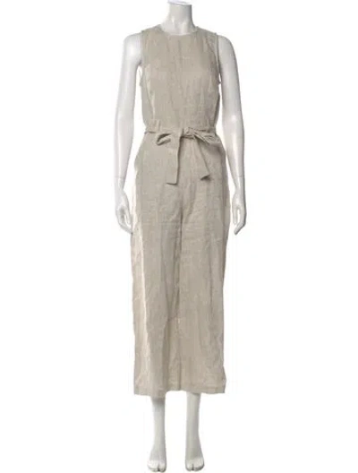 Pre-owned Reformation Linen Crew Neck Jumpsuit In Neutral