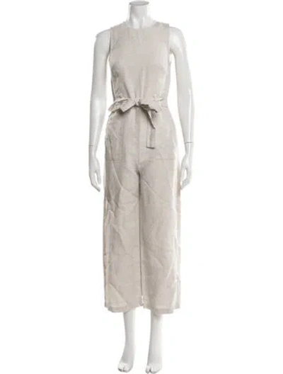 Pre-owned Reformation Linen Crew Neck Jumpsuit In Neutral