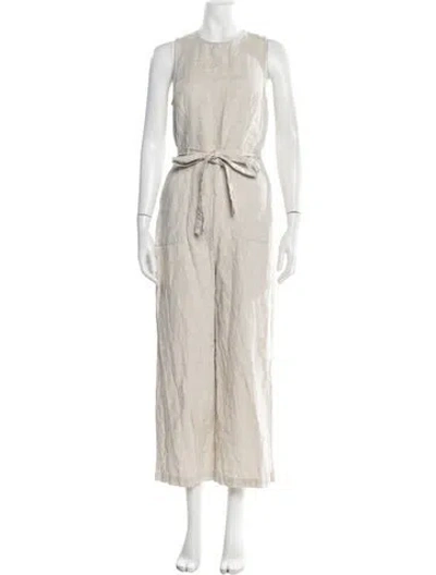 Pre-owned Reformation Linen Crew Neck Jumpsuit In Neutrals